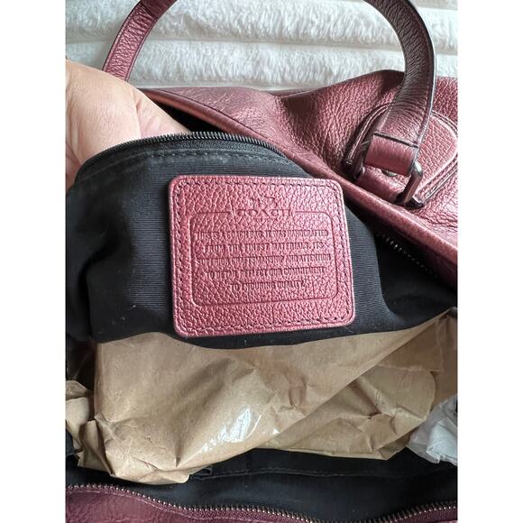 Coach Mickie Tote in Burgundy Metallic Leather - Picture 11 of 12